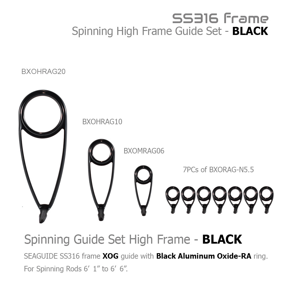 Dblue Solid Titanium Oxide Spinning Rod Guides – Set #50 Saltwater